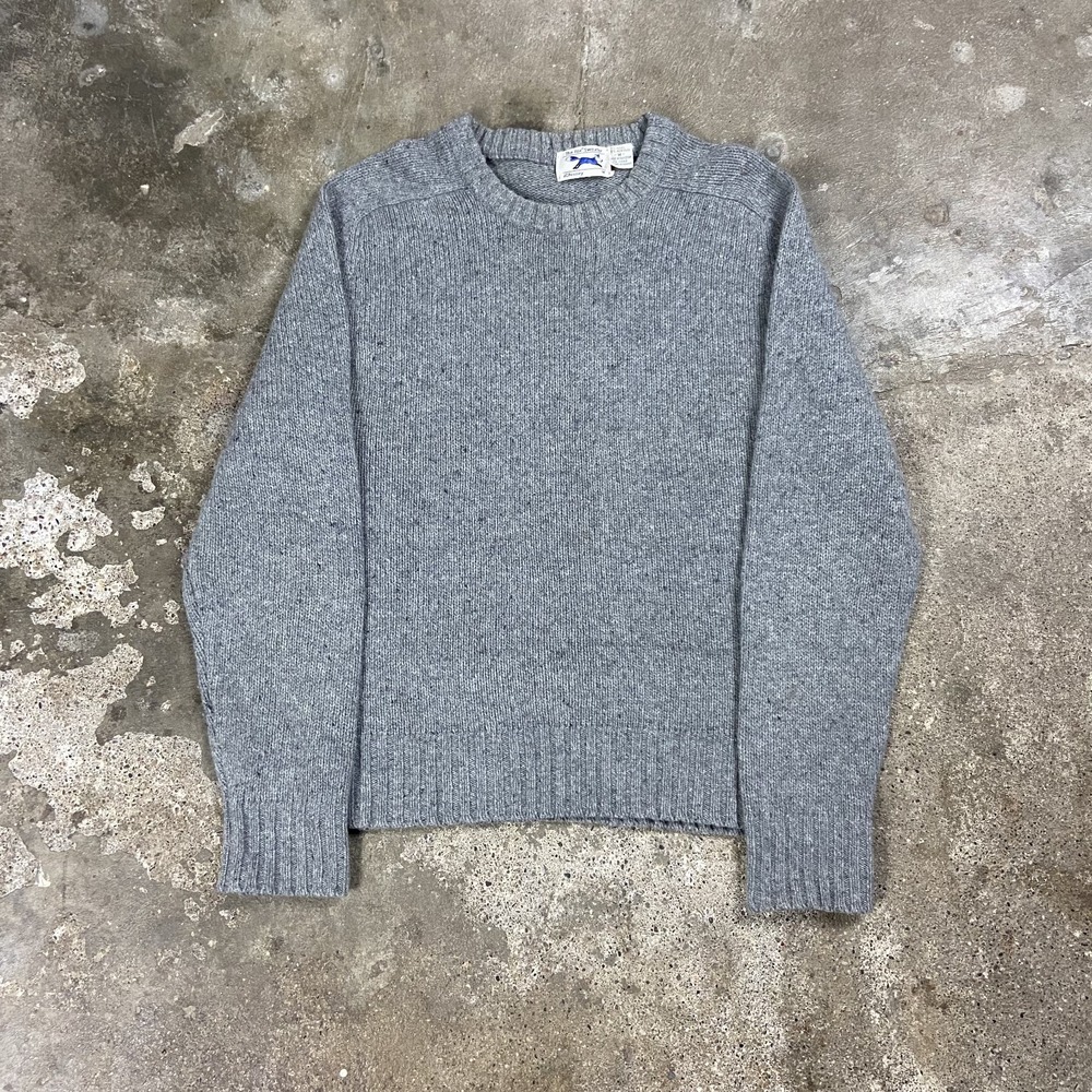 Vintage 80s JCPenney Fox Sweater Size Medium Gray Wool Knit Crewneck Pullover